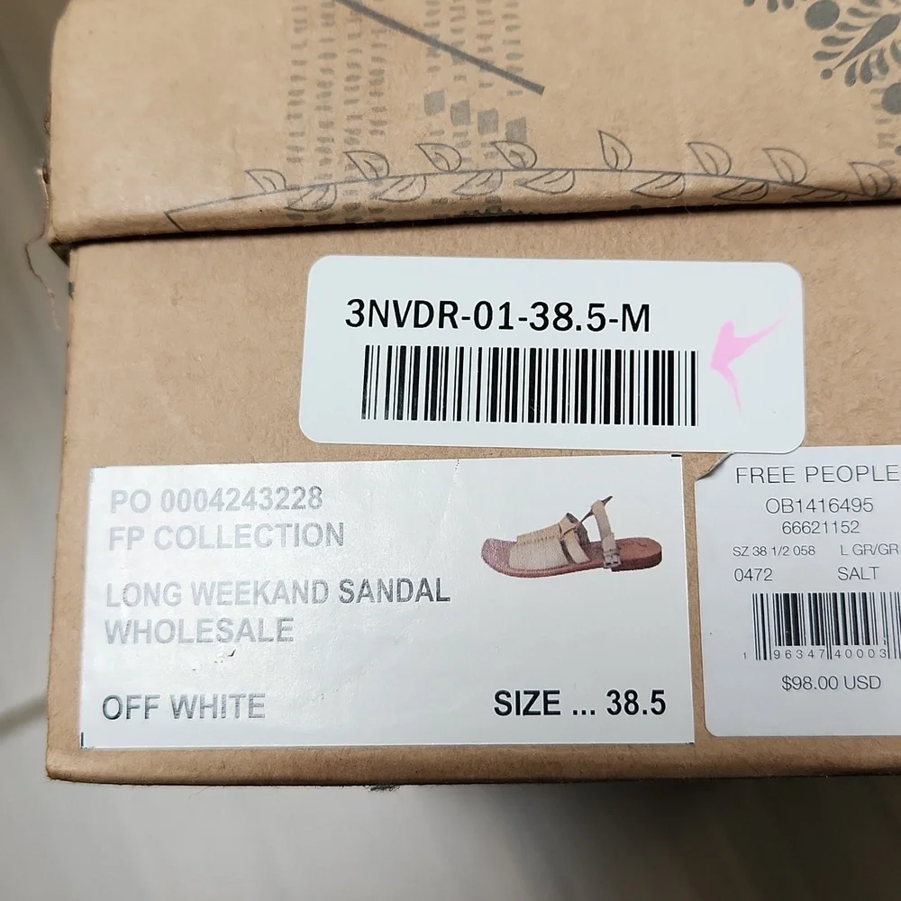FREE PEOPLE Long Weekend Sandals ~Off White **NEW - Picture 10 of 10
